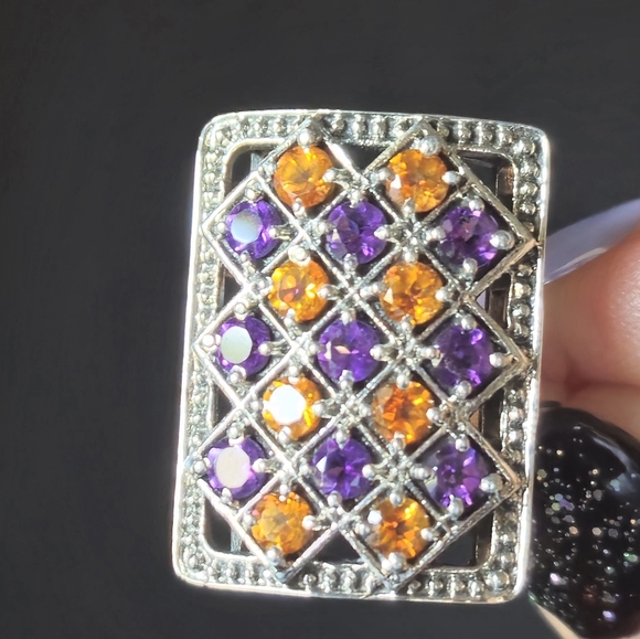 NICKY BUTLER 925 Sterling Silver Amethyst & Honey Topaz Designer Ring Size 7 NWT - Picture 15 of 16